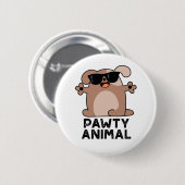 Pawty Animal Funny Party Dog Puff Button (Vorne & Hinten)