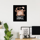 Pawty Animal Funny Party Dog Pun Dark BG Poster (Heimbüro)