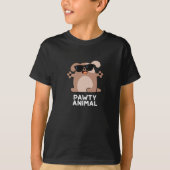 Pawty Animal Funny Party Dog Pun Dark BG T-Shirt (Vorderseite)