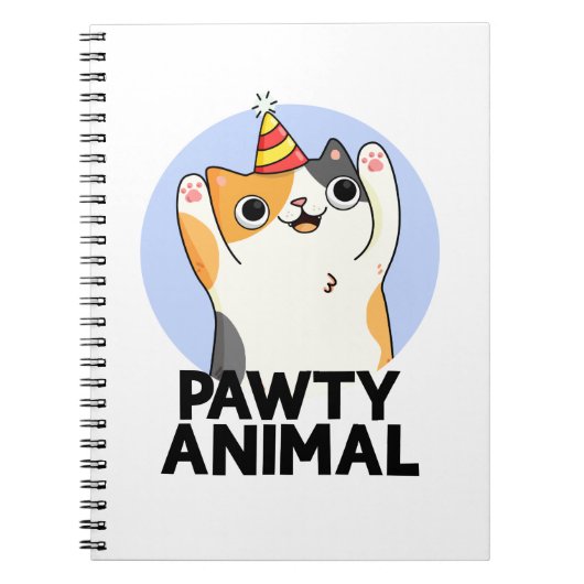 Pawty Animal Funny Party Hat Cat Puff Notizblock (Vorderseite)
