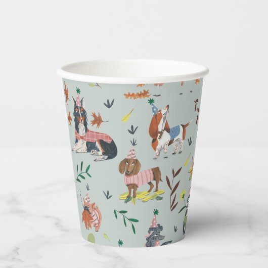 Pawty Blue Dog Welpe Birthday Party lasse Pappbecher (Vorderseite)