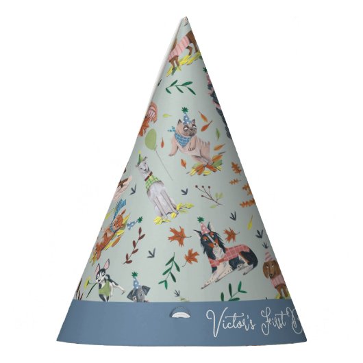 Pawty Blue Dog Welpe Birthday Party lasse Partyhütchen (Links)