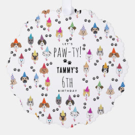 Pawty Cute Birthday Party Dogs Favor Tag Ornament Karte