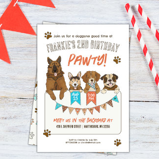 Pawty Dog Themed Birthday Party Einladung