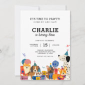 Pawty Dog Welppy Birthday Party lasse Einladung (Vorderseite)