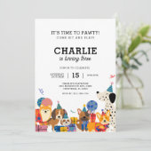 Pawty Dog Welppy Birthday Party lasse Einladung (Stehend Vorderseite)