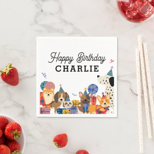 Pawty Dog Welppy Birthday Party lasse Serviette (Beispiel)