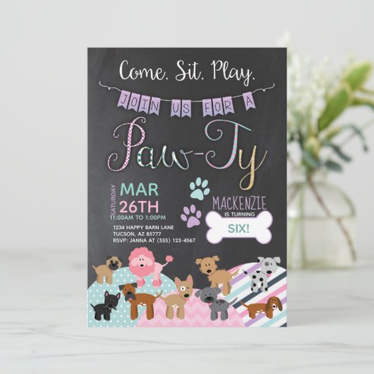 Pawty Einladung (Stehend Vorderseite)