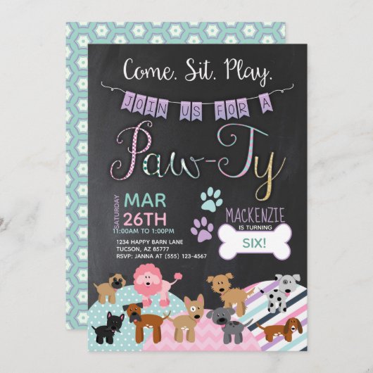 Pawty Einladung (Vorne/Hinten)
