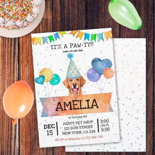 Pawty-Golden-Retriever-Hund-Welpe-Birthday Einladung