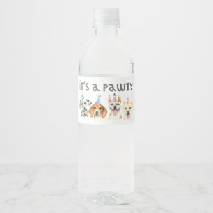 Pawty Hundegeburtstags-Welpe Wasserflaschenetikett
