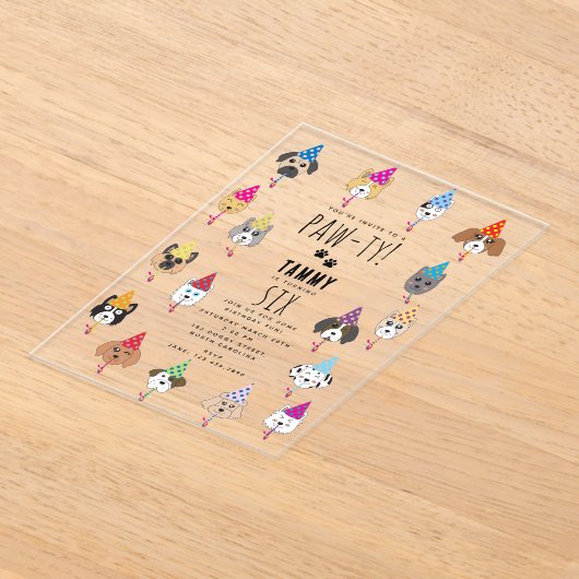 Pawty Niedliche Geburtstag Party Hunde Acryleinladungen (Ablage )