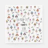 Pawty Niedliche Geburtstag Party Hunde Serviette (Vorderseite)