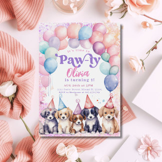 Pawty Puppy zum Geburtstag Einladung Hund Party Gi