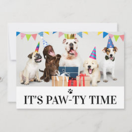 Pawty Time Hund Thema Geburtstag 5 Foto-Karte Einladung