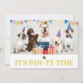 Pawty Time Hund Thema Geburtstag 5 Foto-Karte Einladung