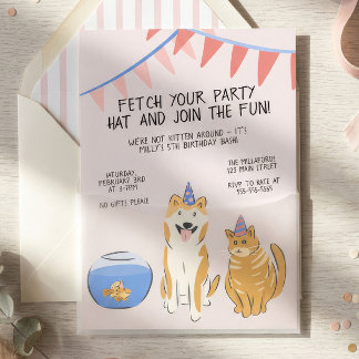Pawty Time Kindergeburtstagseinladung | Haustiere Einladung