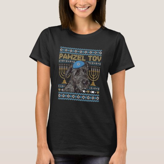 Pawzel Tov Jewish Irish Wolfhound Dog Funny Hanukk T-Shirt (Vorderseite)