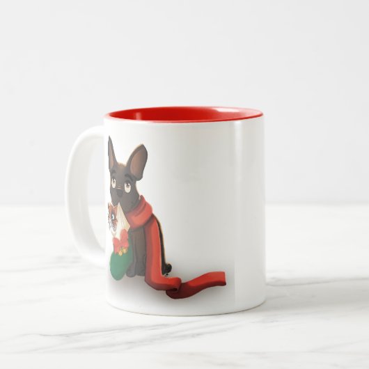 Pax and Huey Christmas Stocking Zweifarbige Tasse (Vorderseite Links)