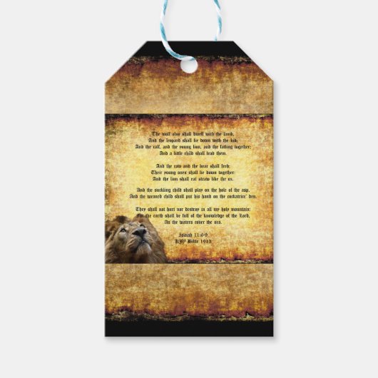 Pax Christos, Löwe mit Isaiah 11:6-9 Geschenkanhänger (Vorderseite)