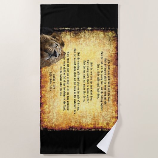 Pax Christos, Löwe mit Isaiah 11:6-9 Strandtuch (Vorderseite)