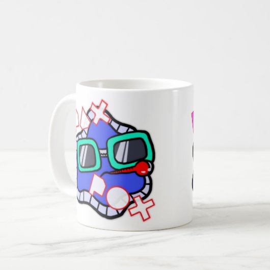 Pax Pox Tasse mit zwei Logos (Vorderseite Links)