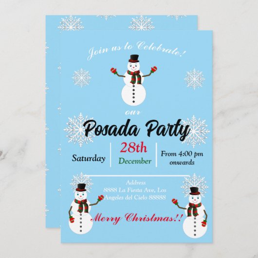 pax the snowman party  einladung (Vorne/Hinten)