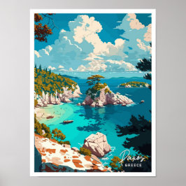 Paxos Griechenland Reisen Vintage Illustration Poster