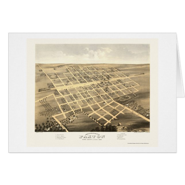 Paxton, panoramische Karte IL - 1869 (Vorderseite (Horizontal))