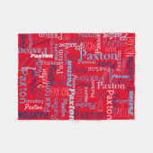 Paxton personalisierter Name Rot Blau Fleecedecke (Vorderseite (Horizontal))