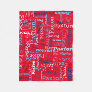 Paxton personalisierter Name Rot Blau Fleecedecke