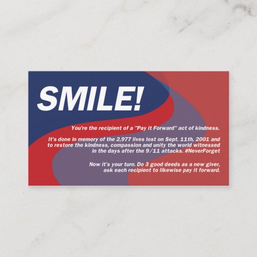 Pay It Forward 911 Smile Cards! Visitenkarte (Vorderseite)