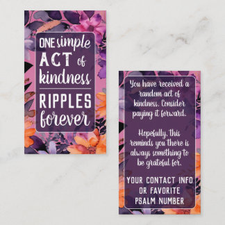 Pay it Forward Random Act Kindness Pink Lilies Visitenkarte