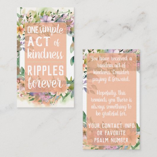 Pay it Forward Random Act Kindness Soft Wildflower Visitenkarte (Vorne/Hinten)