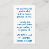 Pay it Forward Random Act of Kindness Aqua Blue Visitenkarte (Rückseite)