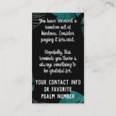 Pay it Forward Random Act of Kindness Dschungel Visitenkarte (Rückseite)