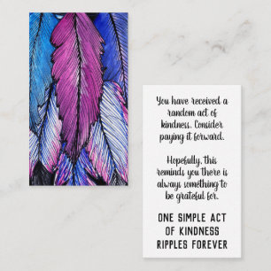 Pay it Forward Random Act of Kindness Feathers Visitenkarte