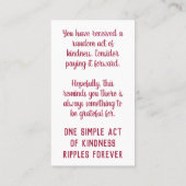 Pay it Forward Random Act of Kindness Gratitude Visitenkarte (Rückseite)