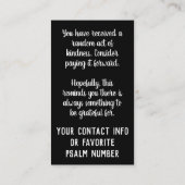 Pay it Forward Random Act of Kindness Paradise Visitenkarte (Rückseite)