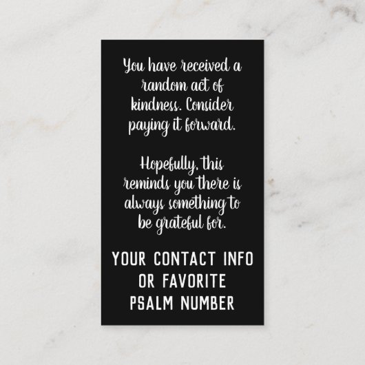 Pay it Forward Random Act of Kindness Paradise Visitenkarte (Rückseite)