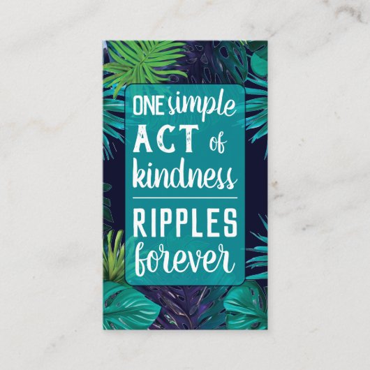 Pay it Forward Random Act of Kindness Teal Blue Visitenkarte (Vorderseite)