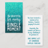Pay it Forward Random Act of Kindness Turquoise Visitenkarte (Vorne/Hinten)
