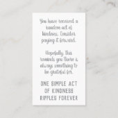 Pay it Forward Random Kindness Act Silver Glitter Visitenkarte (Rückseite)