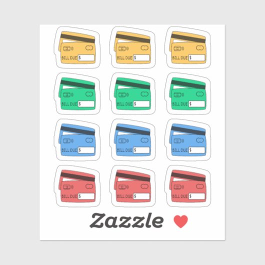 Pay-Kredit-Karten Bezahlplaner Erinnerung Aufkleber (Blatt)