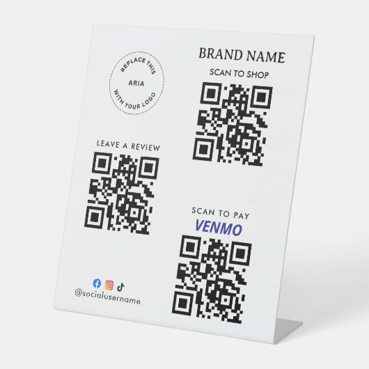 Payment | Company Logo,Website All in One Qr Code Sockelschild (Vorderseite)