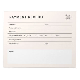 Payment Receipt Business Logo Notizblock