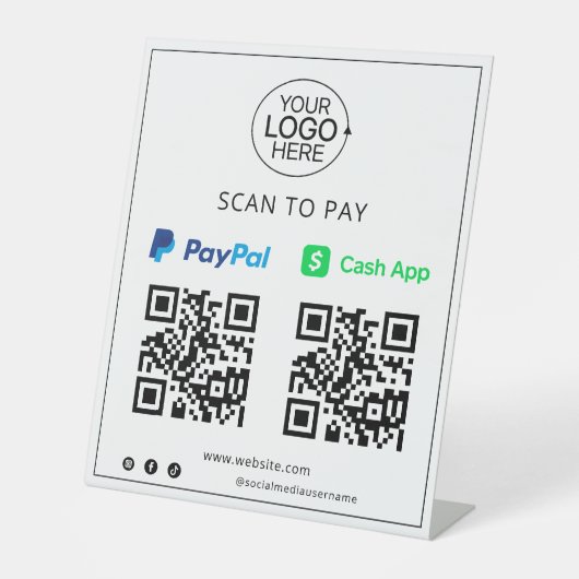 PayPal Cash App kontaktlose Mobile Payment Sockelschild (Vorderseite)