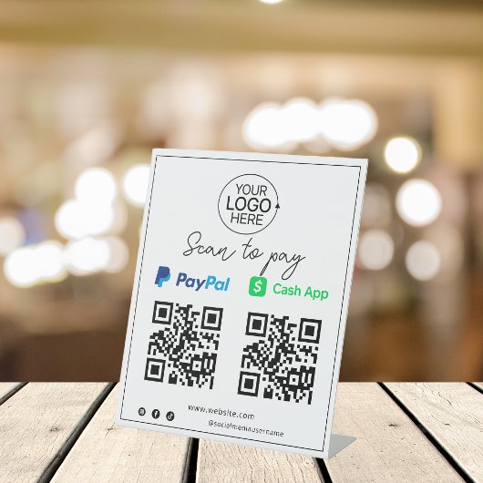 PayPal Cash App kontaktloses Mobile Payment Script Sockelschild