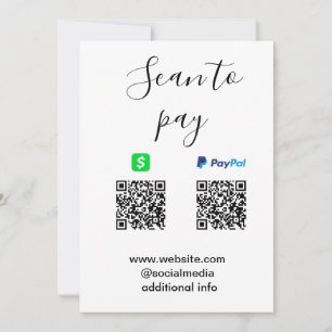 Paypal Cashapp Scan zum Bezahlen QR Geschäftsname Einladung