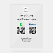 Paypal Cashapp Scan zur Zahlung von QR Name hinzuf Acrylschild (Vorderseite)